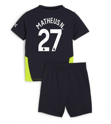 Manchester City Matheus Nunes #27 Borta Kläder Barn 2024-25 Kortärmad (+ Korta byxor)